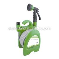 Mini hose reel 10 meter hose 3/8" with plastic spray gun and pipe accessories